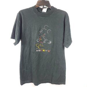 Vintage Mickey Unlimited Disney Black Shrt Slv T Shirt Embroidered Mickey Sz L